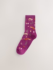 Autumn Animals Print Ankle Socks 5 Pack - Image 3 of 8