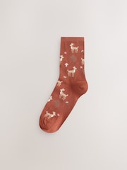 Autumn Animals Print Ankle Socks 5 Pack - Image 5 of 8