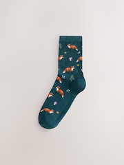 Autumn Animals Print Ankle Socks 5 Pack - Image 6 of 8