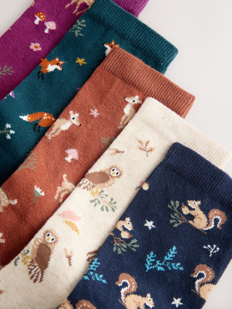 Autumn Animals Print Ankle Socks 5 Pack - Image 8 of 8 Autumn Animals Print Ankle Socks 5 Pack - Image 8 of 8