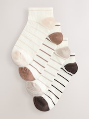 Cream/Neutral Stripe Ribbed Trainer Socks 4 Pack - Image 1 of 7
