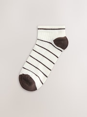 Cream/Neutral Stripe Ribbed Trainer Socks 4 Pack - Image 2 of 7