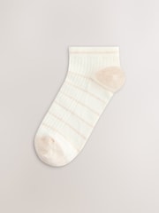 Cream/Neutral Stripe Ribbed Trainer Socks 4 Pack - Image 3 of 7