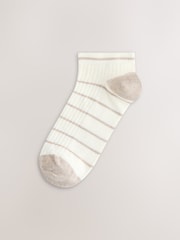Cream/Neutral Stripe Ribbed Trainer Socks 4 Pack - Image 4 of 7