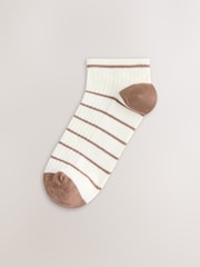Cream/Neutral Stripe Ribbed Trainer Socks 4 Pack - Image 5 of 7