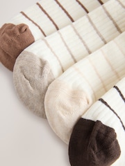 Cream/Neutral Stripe Ribbed Trainer Socks 4 Pack - Image 6 of 7