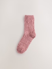 Rose Pink/Grey Teddy Fleece Cosy Socks 2 Pack - Image 2 of 5