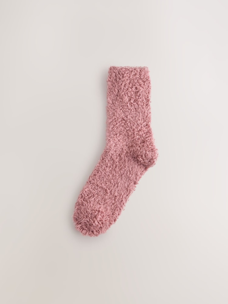 Rose Pink/Grey Teddy Fleece Cosy Socks 2 Pack - Image 2 of 5