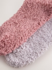 Rose Pink/Grey Teddy Fleece Cosy Socks 2 Pack - Image 4 of 5