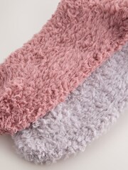Rose Pink/Grey Teddy Fleece Cosy Socks 2 Pack - Image 7 of 8