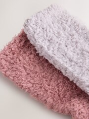 Rose Pink/Grey Teddy Fleece Cosy Socks 2 Pack - Image 8 of 8