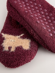 Berry Red Hamish The Highland Cow Footsie Slipper Socks 1 Pack - Image 6 of 6
