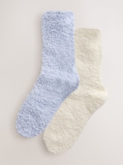 Light Blue/Cream Teddy Fleece Cosy Socks 2 Pack - Image 1 of 5