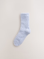 Light Blue/Cream Teddy Fleece Cosy Socks 2 Pack - Image 2 of 5