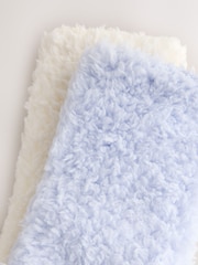 Light Blue/Cream Teddy Fleece Cosy Socks 2 Pack - Image 4 of 5