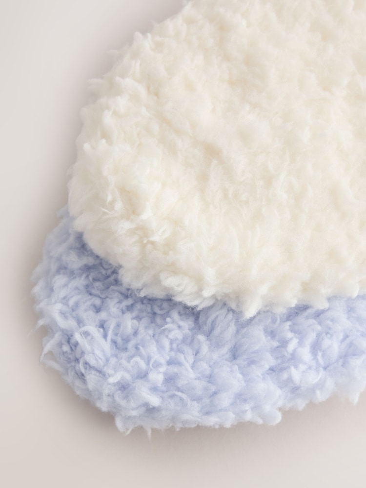 Light Blue/Cream Teddy Fleece Cosy Socks 2 Pack - Image 5 of 5