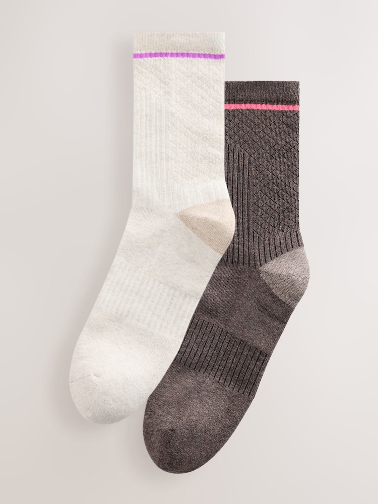 Oat/Brown Walking Socks 2 Pack - Image 1 of 5