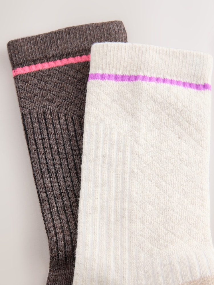 Oat/Brown Walking Socks 2 Pack - Image 5 of 5