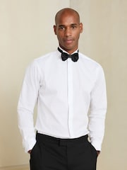 Hvit - Smal passform  - Occasion Cotton Rich Twill Shirt and Satin Bow Tie Set - Bilde 1 av 5