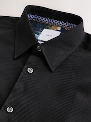 Black Regular Fit Single Cuff 100% Cotton Long Sleeve Formal Shirt - Image 10 of 11