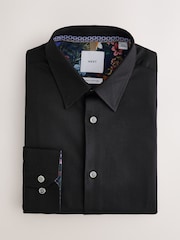 Black Regular Fit Single Cuff 100% Cotton Long Sleeve Formal Shirt - Image 9 of 11