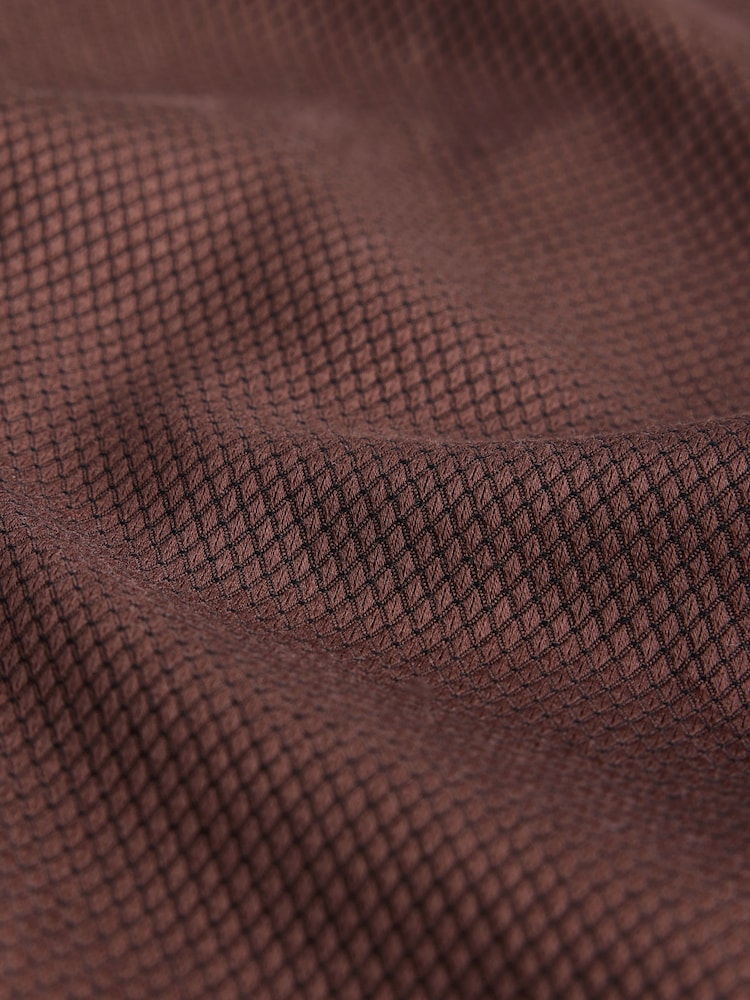 Brown Slim Fit Signature Cotton Modal Blend Smart Shirt With Contrast Trim - Image 9 of 9