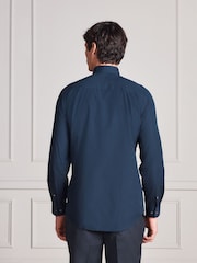Navy Blue Regular Fit Signature Cotton Poplin Formal Shirt - Image 5 of 10