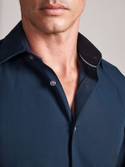 Navy Blue Regular Fit Signature Cotton Poplin Formal Shirt - Image 6 of 10