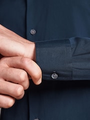 Navy Blue Regular Fit Signature Cotton Poplin Formal Shirt - Image 7 of 10