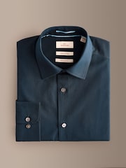 Navy Blue Regular Fit Signature Cotton Poplin Formal Shirt - Image 8 of 10