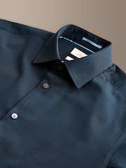 Navy Blue Regular Fit Signature Cotton Poplin Formal Shirt - Image 9 of 10