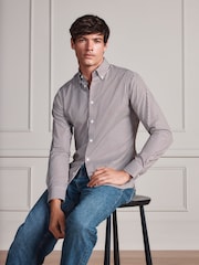 Brown Signature Cotton With Tencel Lyocell Stripe Button Down Formal Shirt - Image 4 of 9