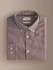 Brown Signature Cotton With Tencel Lyocell Stripe Button Down Formal Shirt - Image 7 of 9