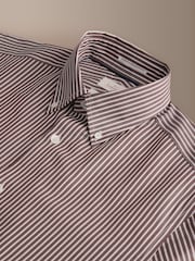 Brown Signature Cotton With Tencel Lyocell Stripe Button Down Formal Shirt - Image 8 of 9