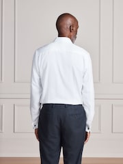 Ақ - Slim Fit - Signature Cotton Modal Blend Textured Smart Shirt With Double Cuff - 10суретінің 3 суреті