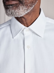 Ақ - Slim Fit - Signature Cotton Modal Blend Textured Smart Shirt With Double Cuff - 10суретінің 6 суреті