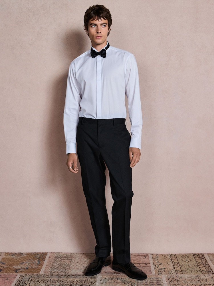White Regular Fit Occasion Cotton Rich Twill Shirt and Satin Bow Tie Set - Image 2 of 9 White Regular Fit Occasion Cotton Rich Twill Shirt and Satin Bow Tie Set - Image 2 of 9
