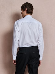 White Regular Fit Occasion Cotton Rich Twill Shirt and Satin Bow Tie Set - Image 3 of 9