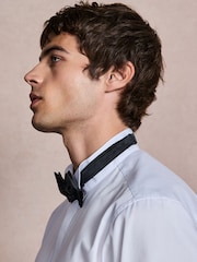 White Regular Fit Occasion Cotton Rich Twill Shirt and Satin Bow Tie Set - Image 4 of 9