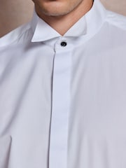 White Regular Fit Occasion Cotton Rich Twill Shirt and Satin Bow Tie Set - Image 5 of 9
