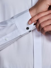 White Regular Fit Occasion Cotton Rich Twill Shirt and Satin Bow Tie Set - Image 6 of 9