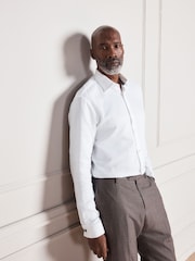 Ақ - Slim Fit - Signature Two-Fold Cotton Textured Smart Shirt - 10суретінің 7 суреті
