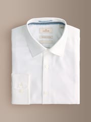 Ақ - Slim Fit - Signature Two-Fold Cotton Textured Smart Shirt - 10суретінің 8 суреті
