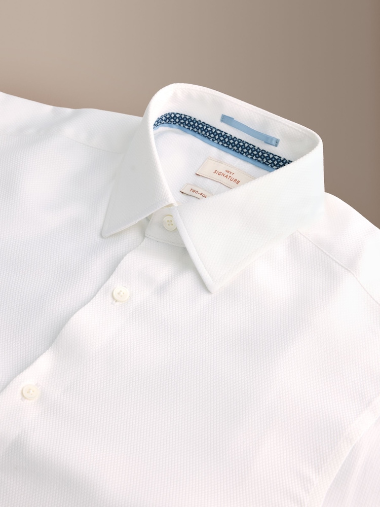White Regular Fit Signature Two-Fold Cotton Textured Smart Shirt - Image 10 of 10 White Regular Fit Signature Two-Fold Cotton Textured Smart Shirt - Image 10 of 10