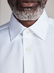 White Regular Fit Signature Two-Fold Cotton Textured Smart Shirt - Image 6 of 10