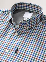 Multi Regular Fit Easy Iron Button Down Long Sleeve Oxford Check Shirt - Image 12 of 13