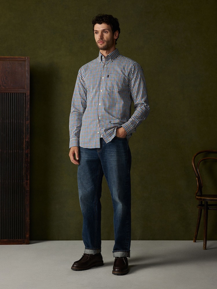 Multi Regular Fit Easy Iron Button Down Long Sleeve Oxford Check Shirt - Image 2 of 13 Multi Regular Fit Easy Iron Button Down Long Sleeve Oxford Check Shirt - Image 2 of 13