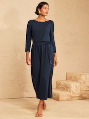 Love & Roses Navy Blue Boat Neck 3/4 Sleeve Midi Dress - Image 3 of 4