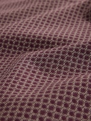 Burgundy Red Regular Fit Long Sleeve Smart Textured Shirt - Image 7 of 8