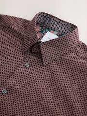 Burgundy Red Regular Fit Long Sleeve Smart Textured Shirt - Image 8 of 8